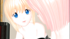 Two sexy cartoon babes sharing one hard 3D cock