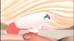 Two sexy cartoon babes sharing one hard 3D cock