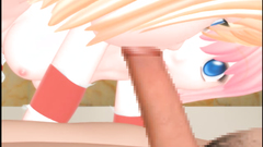 Two sexy cartoon babes sharing one hard 3D cock