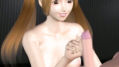 Lovely cartoon girlfriend enjoys giving blowjob to her male