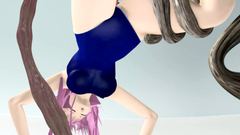 Tentales cover the skinny and busty body of a hot cartoon heroine