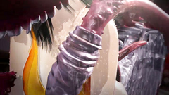Horny tentacles grope hot body of a fabulous cartoon girl
