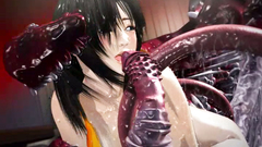 Horny tentacles grope hot body of a fabulous cartoon girl