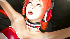 Slutty brunette and redhead cartoon girls are having her holes stretched and fucked