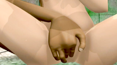 Bondaged naked cutie gets pussy fingered in 3d porn cartoon