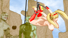 Bondaged 3d blonde forcefucked by horny goblins