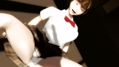 Naughty schoolgirl in 3d porn toon shows her shaved twat
