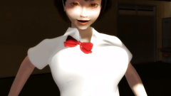 Naughty schoolgirl in 3d porn toon shows her shaved twat