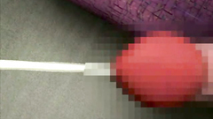 Short-haired slut in glasses seduced for a toilet fuck