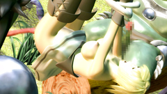 3D cutie gets her tight holes filled with a giant green cocks