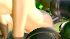 3D cutie gets her tight holes filled with a giant green cocks