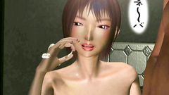 Naked slut in 3D toon plays with big black cock