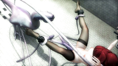 Bondaged 3D babe pleasured by horny tentacles in her twat