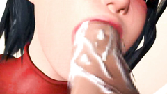 Awesome brunette babe shows her deepthroat skills on big cock