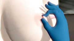 Blue monster seduces and fucks hot naked brunette gal - 3d cartoon sex