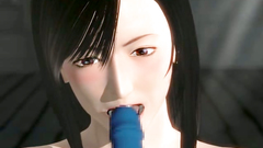 Nude brunette blows cock and gets nailed in her twat