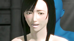 Blue alien from 3d toon makes her cum with his cock