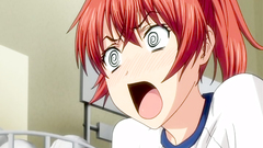 Busty redhead teen plays with big and massive erection