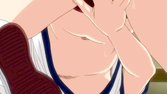 Busty redhead teen plays with big and massive erection