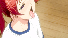 Busty redhead teen plays with big and massive erection