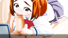 Tiny cartoon babe plays with massive schlong and looks happy