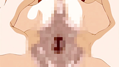 Naughty busty cartoon girl while enjoying licking her breasts and pussy