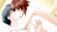 Hot kiss of two hentai characters with nasty saliva