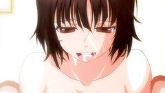 Hot kiss of two hentai characters with nasty saliva