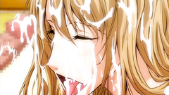 Cum on the face of a blonde hottie in hot hentai movie
