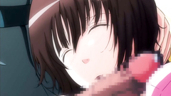 Cum on the face of a blonde hottie in hot hentai movie