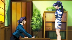 Hot and dirty redhead cartoon babe in mini-skirt swallows long dick