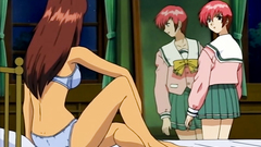 Hot and dirty redhead cartoon babe in mini-skirt swallows long dick