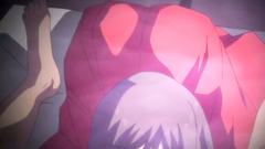 Big titted brunette gaisha swallows cum of her master