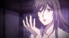 Big titted brunette gaisha swallows cum of her master