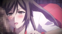 Big titted brunette gaisha swallows cum of her master