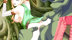 Amazing blonde elf gangbanged by horny goblins in the forest