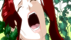 Mysterious guy with a purple dick fucks redhead in the bushes