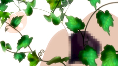 Mysterious guy with a purple dick fucks redhead in the bushes