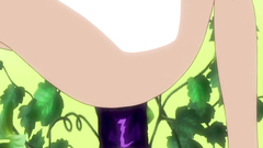 Mysterious guy with a purple dick fucks redhead in the bushes