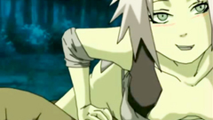 Horned Sakura deeply swallows Naruto dick in a dark forest
