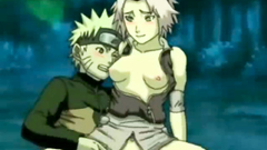 Horned Sakura deeply swallows Naruto dick in a dark forest