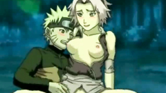 Horned Sakura deeply swallows Naruto dick in a dark forest