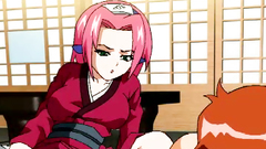 Horny teen Sakura and milf Tsunade have hardcore threesome fuck - hentai porn toon