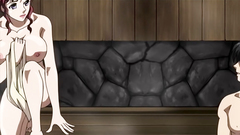 Busty redhead fucks with dude in sauna - hentai porn