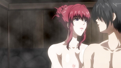 Busty redhead fucks with dude in sauna - hentai porn