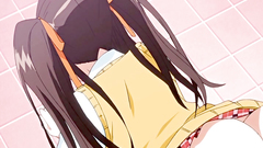 Busty hentai schoolgirl gets creamed after toilet fuck