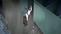 SHort-haired teen with tied arms fucked from behind