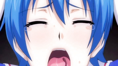 Blue-haired teen abused and rough fucked by tentacles