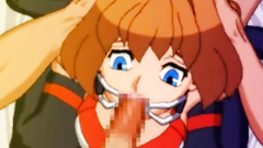 Busty teen facefucked in a rough threesome fuck