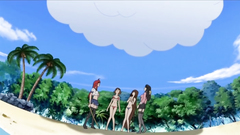 Adorable hentai girls with superb boobs have fun on the beach